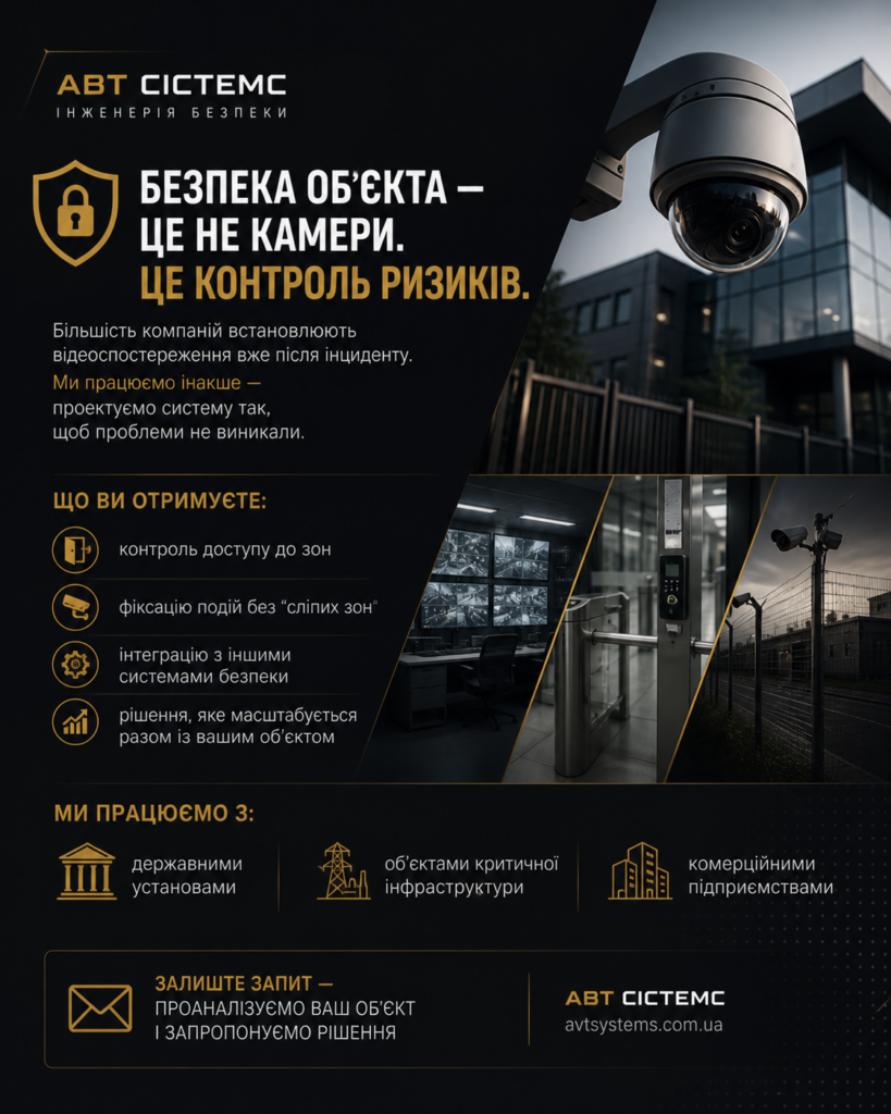 Інфографіка АВТ СІСТЕМС — контроль ризиків та системи безпеки об'єкта